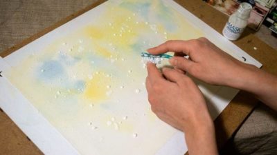 как нарисовать небо красками